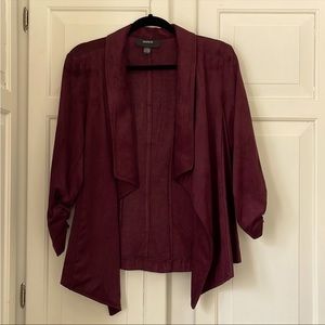 Alfani Faux Suede Open Front Jacket w/Ruched 3/4 Sleeves sz L